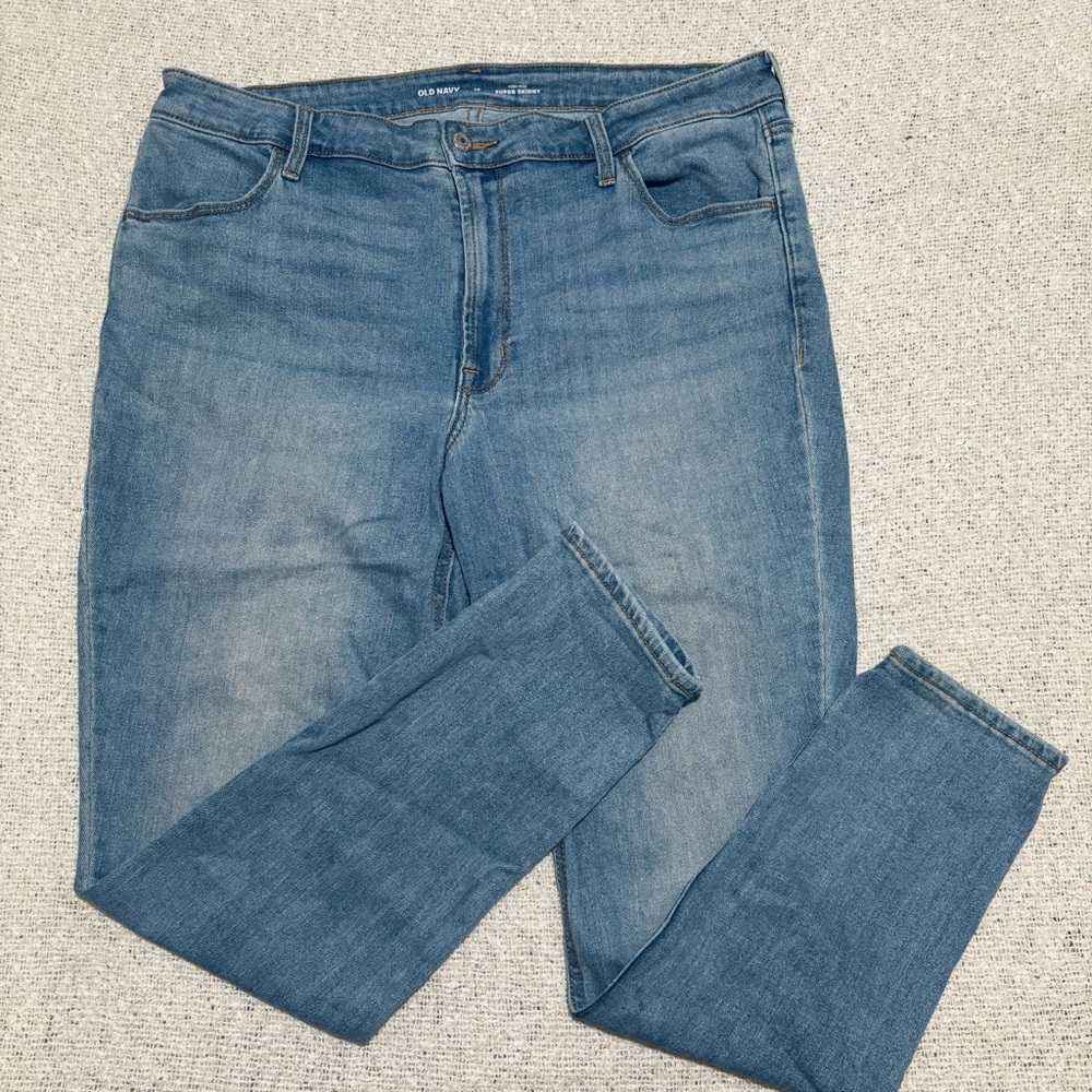 old navy high rise super‎ skinny light blue jeans size 16